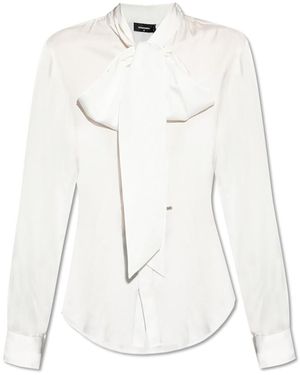 DSquared² Shirt With Decorative Tie - White