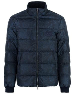 Etro Techno-Nylon Down Jacket - Blue