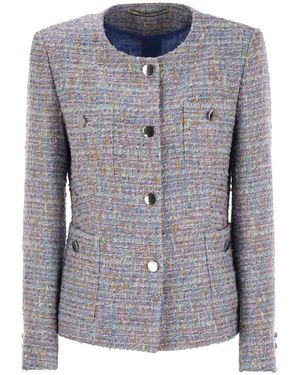 Tagliatore Crew-Neck Jacket With Front Pockets - Blue
