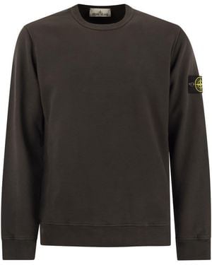 Stone Island Crewneck Sweatshirt With Badge - Black