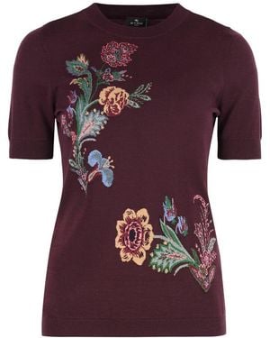 Etro Short Sleeve Sweater - Red