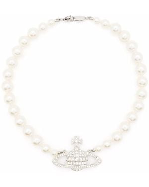 Vivienne Westwood One Row Pearl Bas Relief Accessories - White