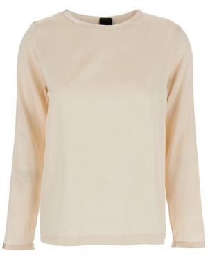 Plain Long Sleeves Blouse - Natural