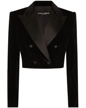 Dolce & Gabbana Silk Blazer Jacket - Black