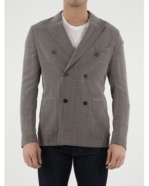 Tonello Double-breasted Glen Plaid Jacket - Grey