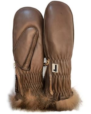 Restelli Water-Repellent Nappa Leather Mitten Accessories - Brown