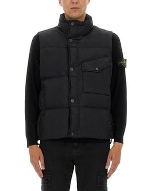 Stone Island Down And Reps Sleeve Made Of Recycled Nylon - Black