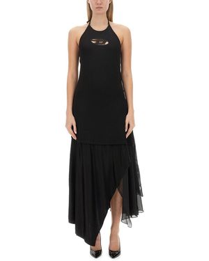 DIESEL Halter Neck Cut-Out Dress With Asymmetrical Hem - Black