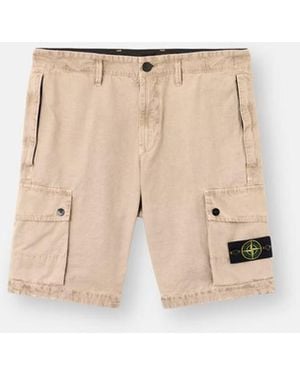 Stone Island Cotton Cargo Shorts Trousers - Natural