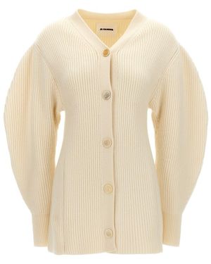 Jil Sander Ribbed Cardigan - Natural