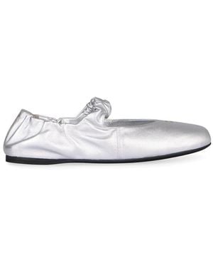 Miu Miu Ruffled Ballerinas In Nappa - White