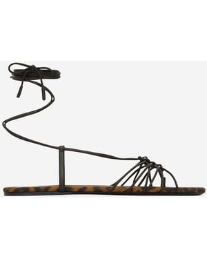 Saint Laurent Babylone Leather Sandals - White