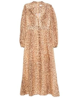 Zimmermann Cascadian Plunge Midi Dress - Natural