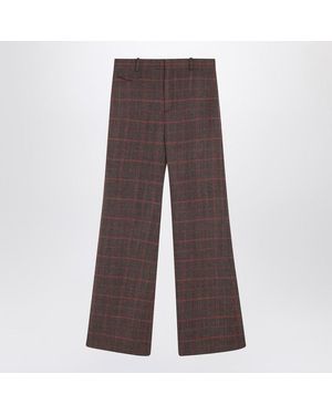 Chloé Flared Chequered Trousers - Brown