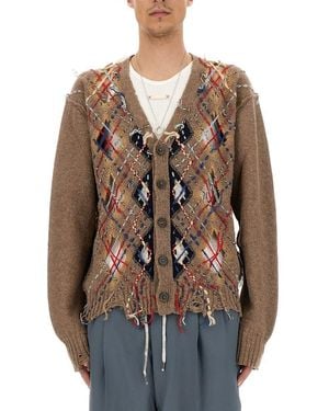 Maison Margiela Cardigan With Diamond Pattern - Brown