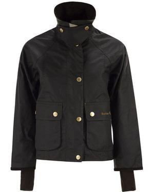 Barbour Beadnell Waxed Jacket With Crop Cut - Black