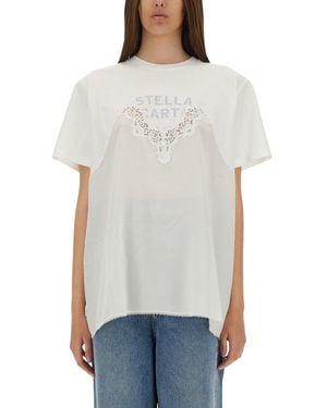 Stella McCartney Relaxed-Fit T-Shirt With Lace Insert - Gray