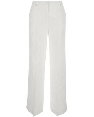 Plain Pants With Wide Leg - White