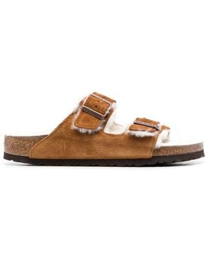 Birkenstock Arizona Shearling Suede Sandals - Brown