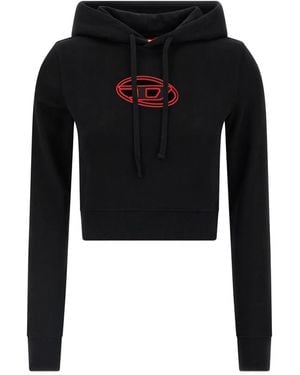 DIESEL F-Slimmy Embroidered Crop Sweatshirt - Black