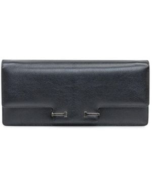 Tom Ford Leather Clutch With Metallic Closure - Gray