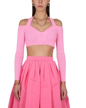 McQueen Cropped Slim Fit Shirt - Pink