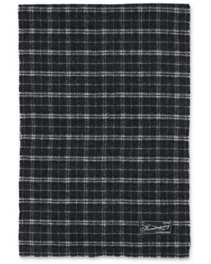 mfpen Wool Fringed Checkered Scarf - Black