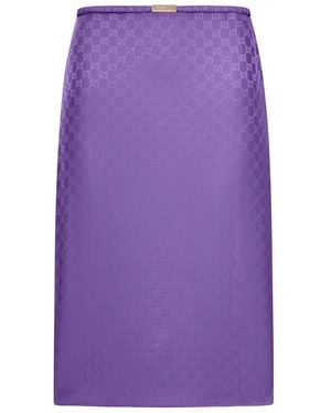 Gucci Gg Silk Skirt - Purple