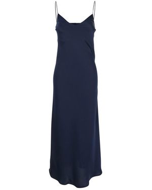 Plain Dress With Thin Straps - Blue