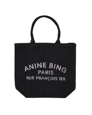 Anine Bing Leo Canvas Tote - Black