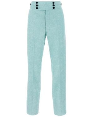 Maison Margiela Mint Linen Blend Trousers - Blue