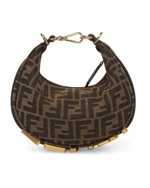 Fendi Ff Jacquard Fabric Graphy Mini Bags - Brown