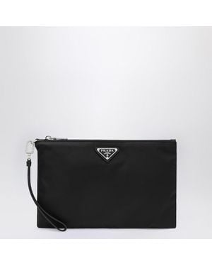 Prada Re-nylon And Saffiano Pouch - Black