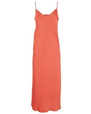 Plain Dress With Thin Straps - Red