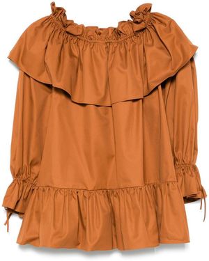 Saint Laurent Flounce Dress - Orange