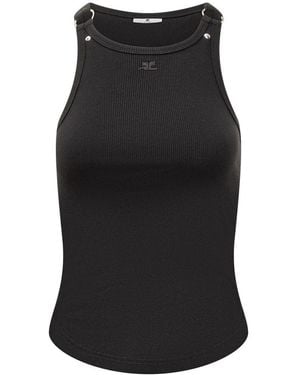 Courreges Buckle 90's Rib Top - Black