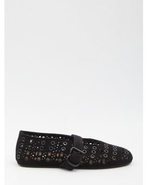Alaïa Suede Eyelets Ballet Flats - White