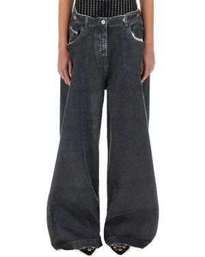 The Attico Slate Stretch Denim Wide-leg Jeans - Black