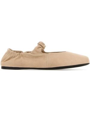 Miu Miu Sand Nappa Leather Ballerinas - White