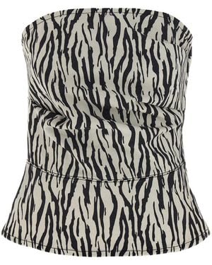 ROTATE BIRGER CHRISTENSEN 'Printed Denim' Top - Black