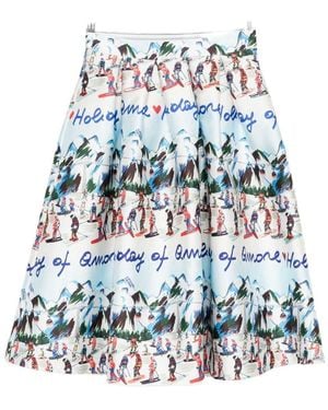 ALESSANDRO ENRIQUEZ Printed Midi Skirt - White