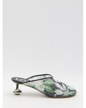 Loewe Sequined Toy Mules - Green