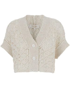 Antonelli 'Bizet' Knit Cardigan With V Neck - White