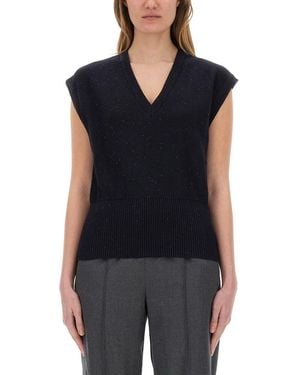 Fabiana Filippi Cotton And Linen Vest With Sequins - Black