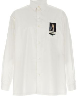 Undercover Bead-Embellished Cotton Shirt With Jacquard Patch - White