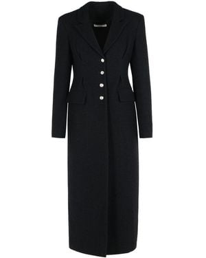 Alessandra Rich Virgin Wool Blend Coat - Black