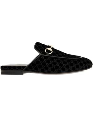 Gucci Princetown Velvet Slippers - Black