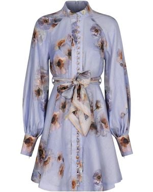 Zimmermann Mini Dress With Buttons Hypnotic - Blue