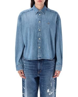 Polo Ralph Lauren Cropped Boxy Chambray Denim Shirt - Blue