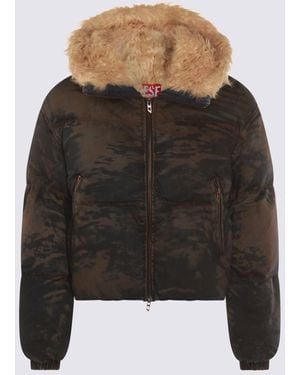DIESEL And Cotton W-Aves-Fur Down Jacket - Black